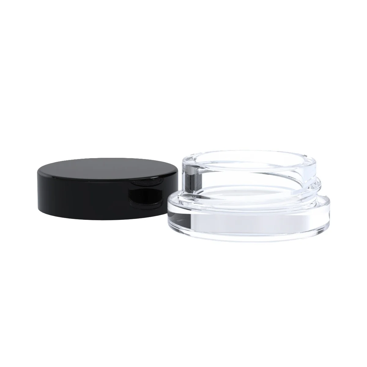 Photographie source: Thick Shoulderless Glass Concentrate Container with Black Cap