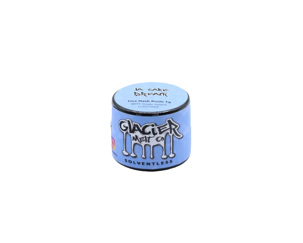 Photographie source: Glacier Melt – La Cake Breath Live Hash Rosin